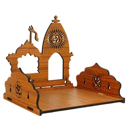 Ekhasa Ayodhya Mandir Inspired Brown Wooden Pooja Mandir-image-94