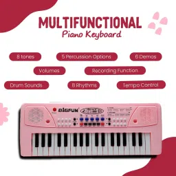 bigfun 37 Key Piano Keyboard With Recording, Mic & Type-C Power Cable image 2
