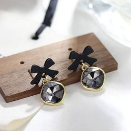 Celestria Korean Crystals Studded Contemporary Shaped Drop Earrings-25