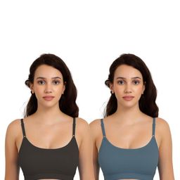 Women Cotton Black,Dark Green Non Padded Non-Wired Lingerie Bra Sport wear Gym Crop Tank Top-image-54