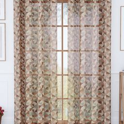 Story@home Brown & Grey Set of 2 Geometric Sheer Door Curtain-12