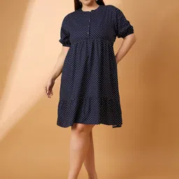 all about you Women Polka Dot Print Puff Sleeve A-Line Dress-image-22