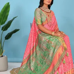 jayant creation Pink Silk Blend Patola Sarees-picture-12