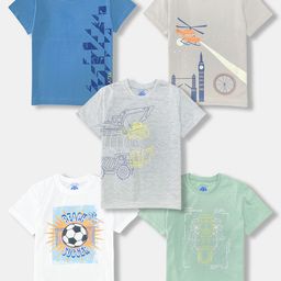 YUV Boys Selection Of 5 Printed Round Neck T-shirt-image-47