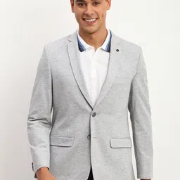 Allen Solly Textured Pure Cotton Slim-Fit Single-Breasted Formal Blazer-image-76