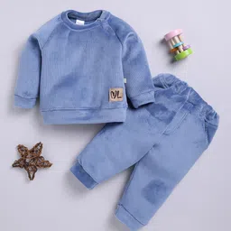 Moms Love Infant Boys Ribbed Velvet-Finish Pure Cotton Sweatshirt With Joggers-25