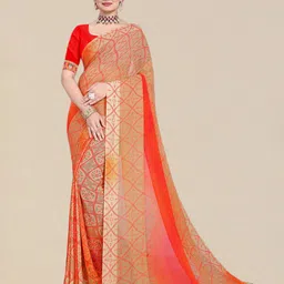 LeeliPeeri Designer Bandhani Sequinned Poly Georgette Bandhani Saree-picture-9