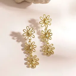 Priyaasi Gold Plated Floral Drop Earrings-10