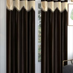 Galaxy Home Decor Brown & Beige 2 Pieces Long Door Curtain-25