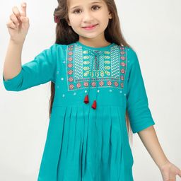 Ishti Girls Embroidered Tie-Up Neck A-line Top-image-74