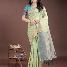 Pandadi Saree Woven Design Zari Linen Blend Sarees-image-66