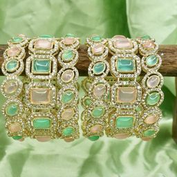 Panini jewels Set Of 6 Gold Plated Artificial Stones and Beads Bangles image 4