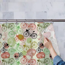 ArtzFolio Green & Red Abstract Printed Waterproof Shower Curtain-image-63