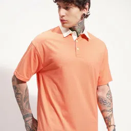 HIGHLANDER Men Solid Polo Collar Oversized T-shirt-picture-6