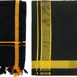 SK NAREN Ayyappa Temple Pooja Traditional Gold Zari Black Panche/Dhotis/Mundu/Vesti Solid Men Dhoti-image-10