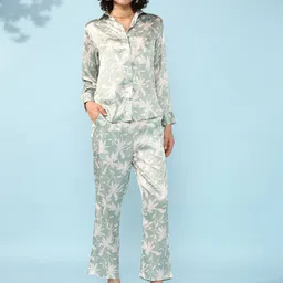 House of Kaftan Floral Printed Satin Shirt Collar Neck Shirt With Trousers Co-Ords-picture-11