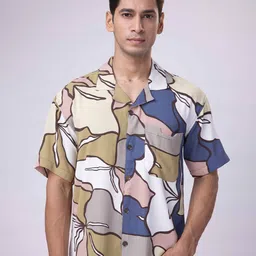 Big Bunny Custom Oversized Abstract Printed Cuban Collar Wrinkle Free Shirt-image-68