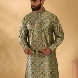 KRAFT INDIA Ethnic Motifs Printed Mandarin Collar Straight Kurta-image-31