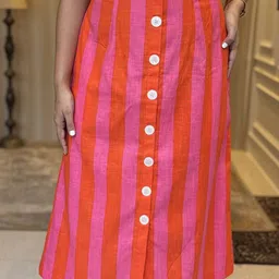 Label Tanvee Striped Midi Skirt With Pockets image 3