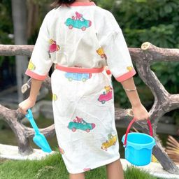 BED AND BEYONDD Girls Hand-Block Printed Cotton Bath Robe-picture-5