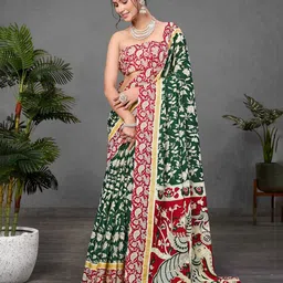 Anouk Floral Printed Pure Cotton Bagru Saree-picture-16