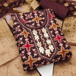 ASISA Ethnic Motifs Embroidered Beads And Stones Unstitched Dress Material-picture-8