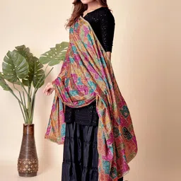 EBADAT Printed Orange Chiffon Dupatta image 2