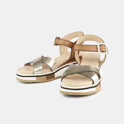 HEEL YOUR SOLE Leather Wedge Sandals with Buckles-17