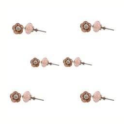 Indianshelf 6Pcs Pink Textured Glass Melon Knobs-image-95