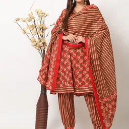 KALINI Women Printed Angrakha Pure Cotton Kurta with Trousers & With Dupatta-picture-6