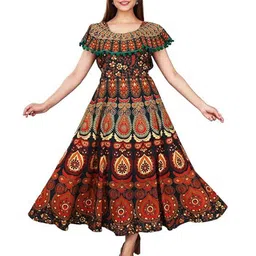 OUTER WEAR AYAM EXPORTS Women's Cotton Maxi Long Dress Naptol Print Pumfum Attached-image-78