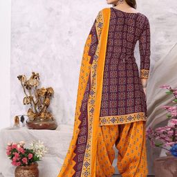 Attigo Maroon Cotton Blend Unstitched Dress Material-image-36