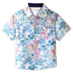 BAESD Boys Comfort Fit Floral Printed Spread Collar Cotton Casual Shirt-image-63