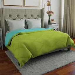 Doristyle Green 250 GSM Checked Microfiber Single Bed Comforter-picture-0