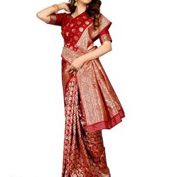 SHRIMAY Woven Design Zari Silk Blend Banarasi Saree-image-49