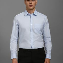 Louis Philippe Men Classic Slim Fit Spread Collar Textured Cotton Formal Shirt-image-69