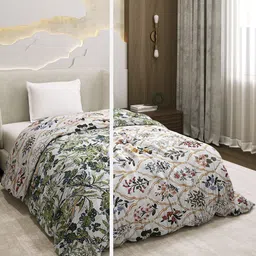 Monte Carlo Green & White Floral Printed AC Room 120 GSM Single Bed Comforter-picture-41