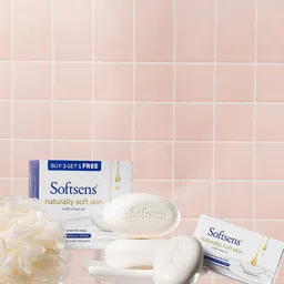 Softsens Set Of 4 Naturally Soft Skin Cream Bar Soap With Coconut Juice - 100 g Each-4