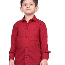 GUNJA FASHION Boys Comfort Fit Textured Spread Collar Cotton Casual Shirt-image-64