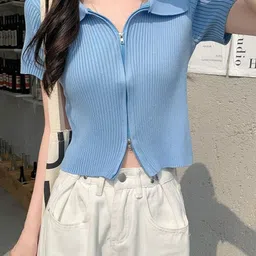 HERE&NOW Women Shirt Collar Short Sleeves Top-image-44
