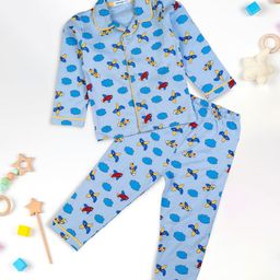 MeeMee Kids Graphic Printed Shirt Collar Cotton Shirt & Pyjamas-67