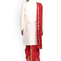 RAMESHWARAM FABRICS Men Solid Kurta with Dhoti Pant & Dupatta image 3