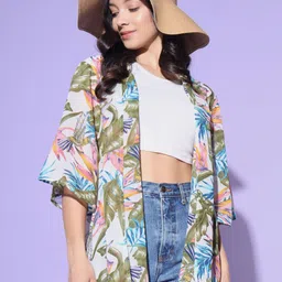 BAESD Tropical Printed Open Front Shrug-2