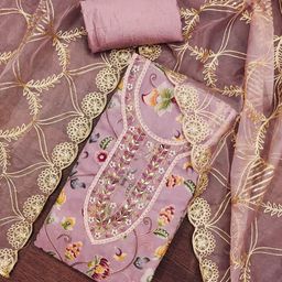 SAINOOR Embroidered Organza Semi-Stitched Dress Material-image-79