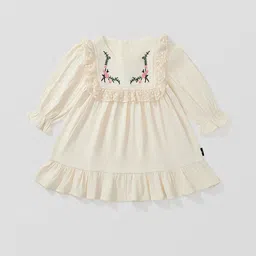 JC SPARKLE Tie-Up Neck Puff Sleeve A-Line Dress-image-78