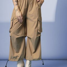 CHKOKKO Women Baggy Parachute Cargo Track Pants-image-2