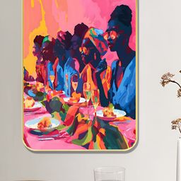 Livin'luxe Pink & Blue Dinner Gathering Wooden Wall Art-picture-10