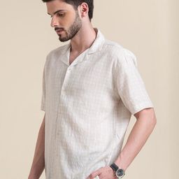 Hallstatt Life Slim Fit Striped Cuban Collar Cotton Casual Shirt-image-5
