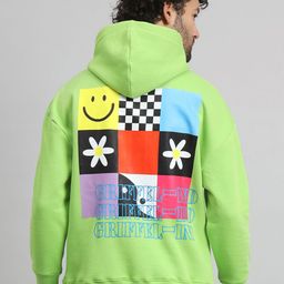 GRIFFEL Men Graphic Printed Hood Fleece Pullover Sweatshirt-image-11