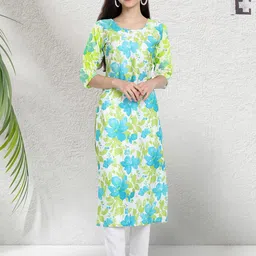 HERE&NOW Selection Of 2 Floral Printed Round Neck Straight Kurta-image-94